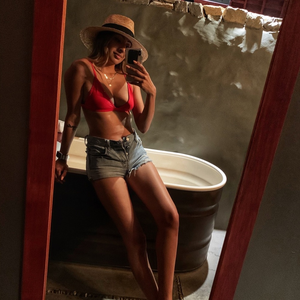 Red bikini size Large. Runs small so sized up.